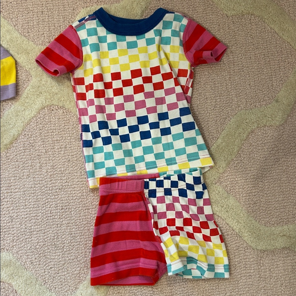 Hanna Andersson Pajama Sets- Disney Princess, Purple/Yellow Stripes, Checkered - Picture 4 of 6